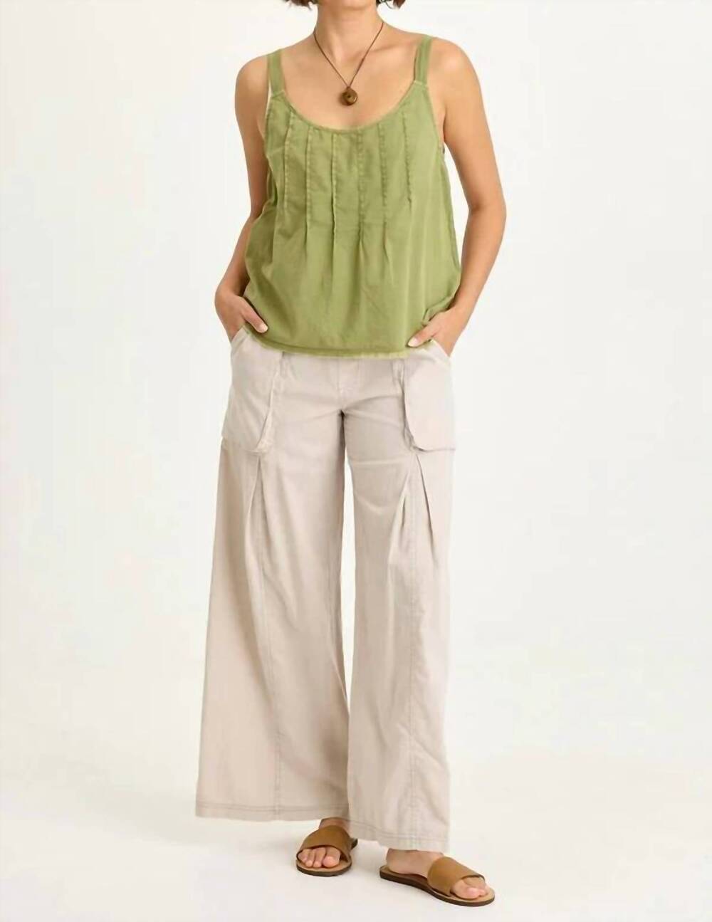 NEW XCVI charli linen inverted box pleat pants in clay pot pigment